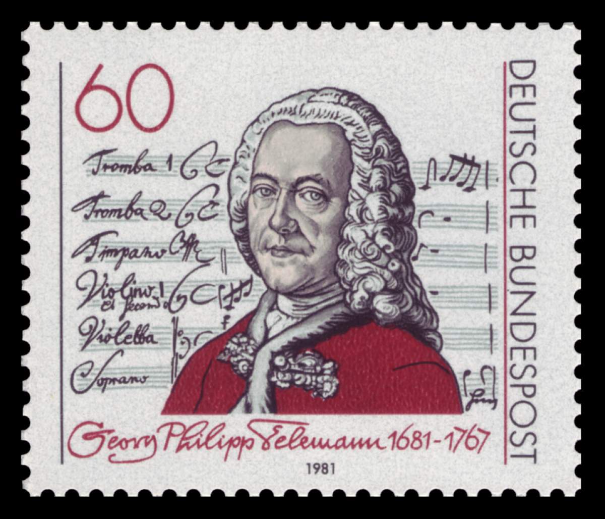 German stamp, issued to celebrate Telemann's 300th birthday in 1981.