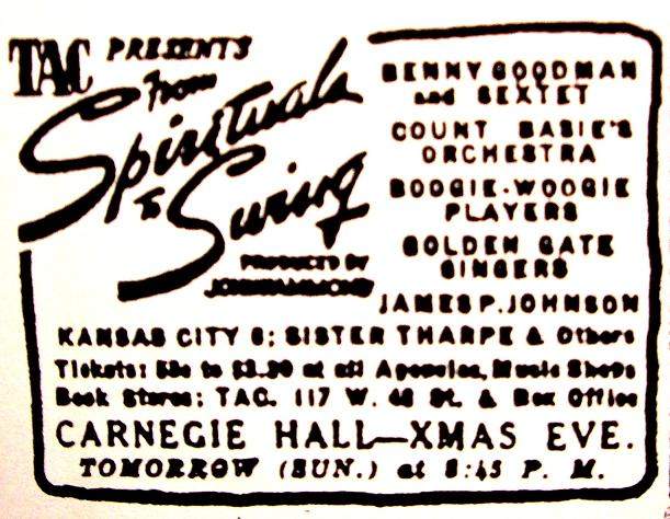 An advertisement for one of the From Spirituals To Swing concerts.