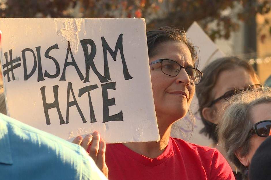 Hundreds of people attended a vigil in solidarity with Charlottesville at the Monroe County courthouse Sunday.