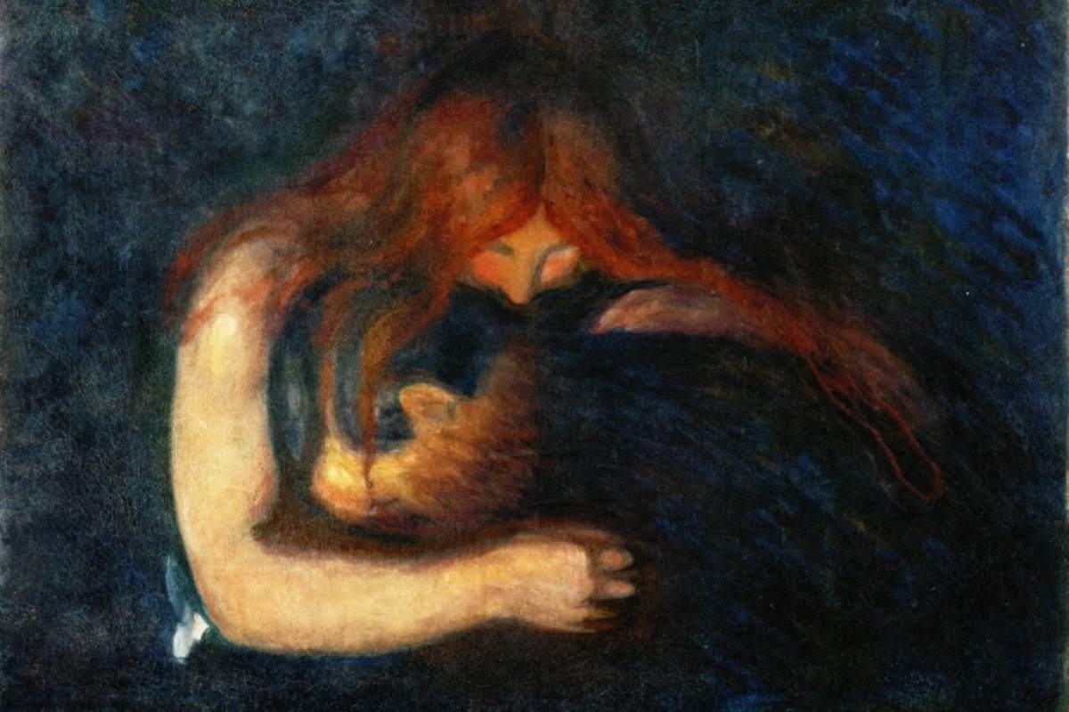 Edvard Munch’s painting “Vampire,” 1893. (Munch Museum / Wikimedia Commons)