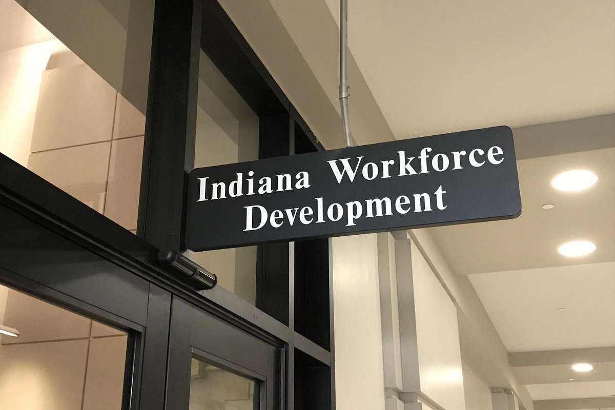A sign reads Indiana Workforce Development