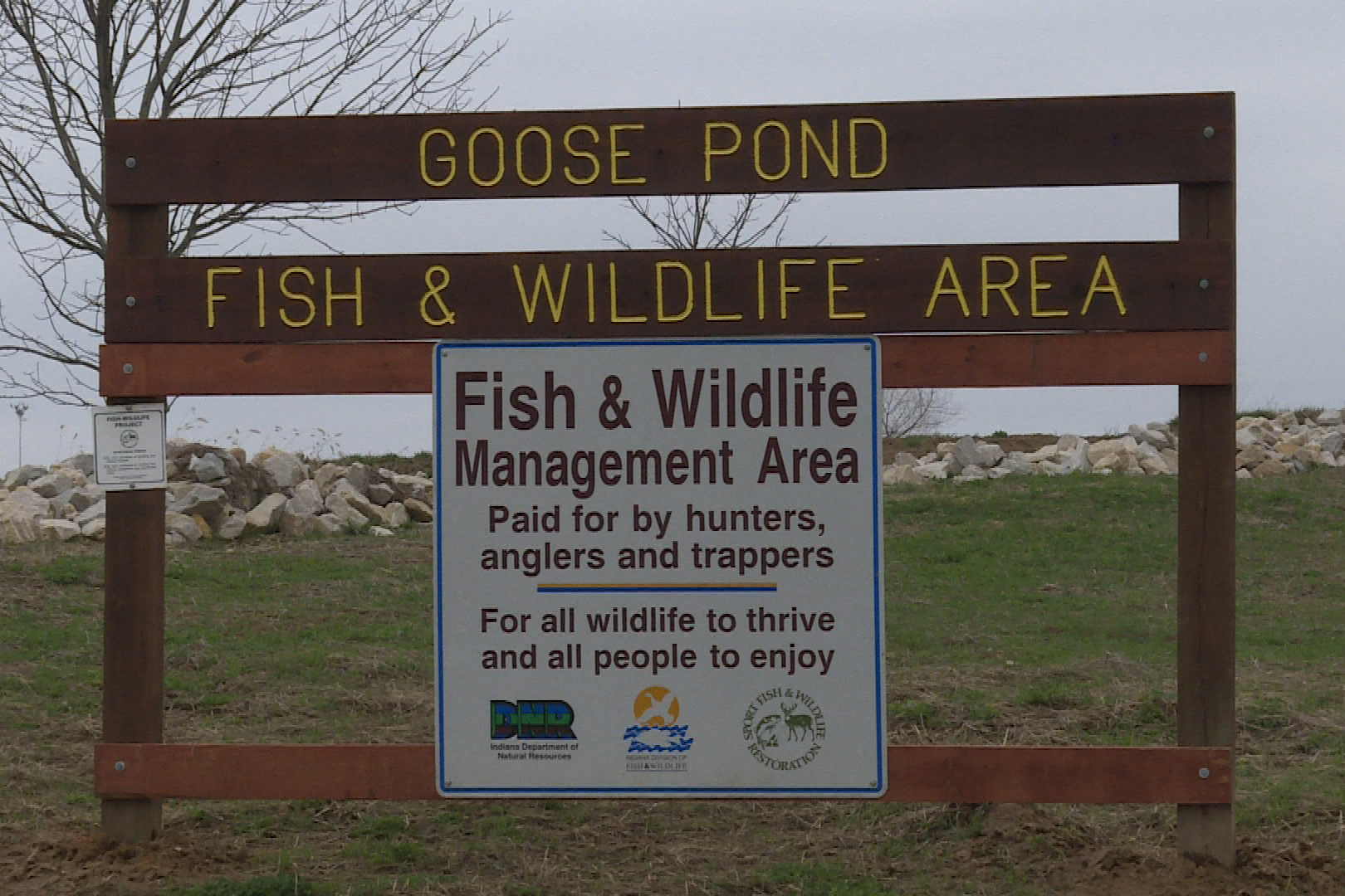 a sign at Goose Pond Fish & Wildlife area.