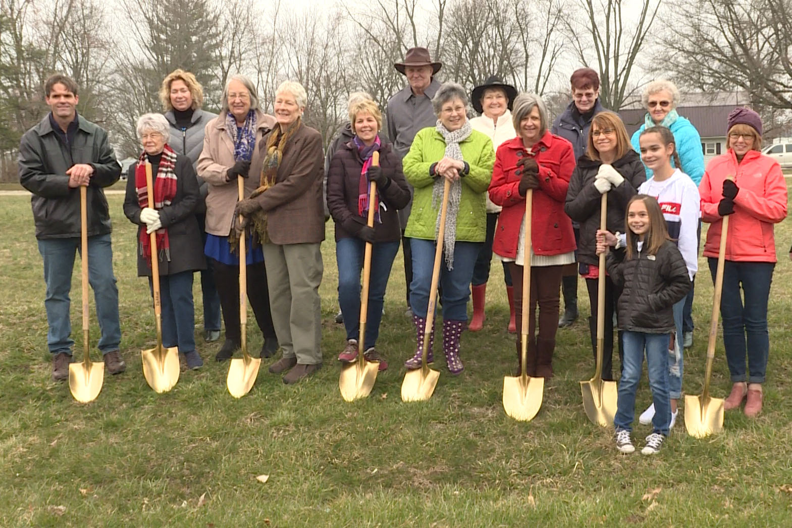 A group breaks ground on the Loogootee library. 