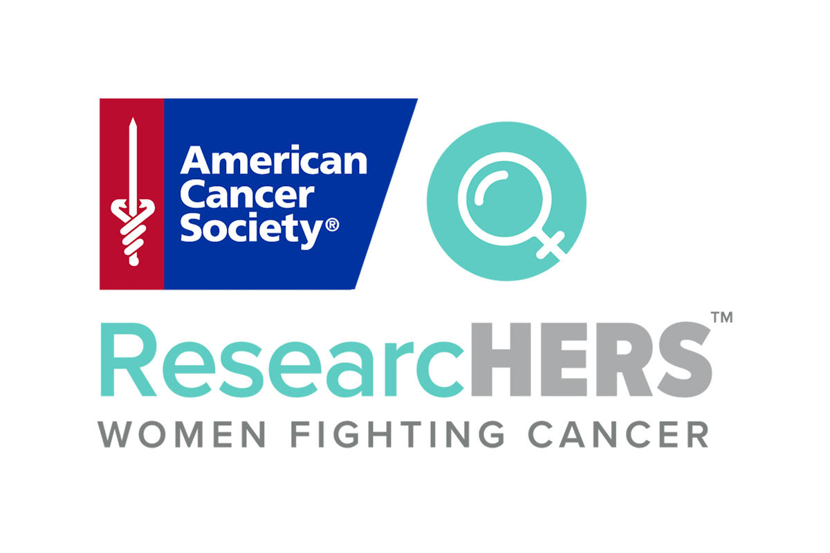 Logo for American Cancer Society and ResearcHERS women fighting cancer