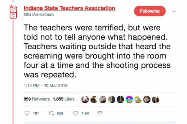 A tweet from the Indiana State Teachers Association