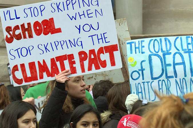 Signs at the Youth Climate Strike 