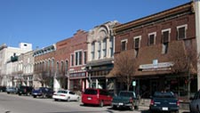 City street in downtown Bedford, IN