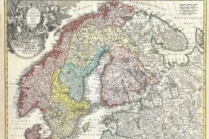 German cartographer Johann Baptist Homann's 1730 map of Scandinavia.
