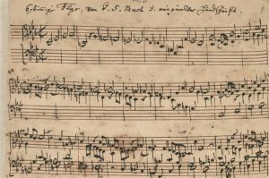 Image from the first page of the manuscript of the "Ricercar a 6" BWV 1079 by Johann Sebastian Bach., 1747.