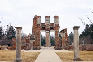 Holliday Park Ruins courtyard with pillars