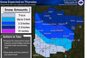 Light snow may occur tonight with minor accumulations possible. Another round of snow is expected Thursday afternoon and evening.