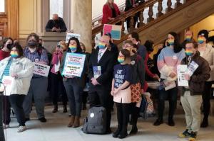 Hoosiers from across the state rallied at the Statehouse Wednesday, ahead of HB 1041&amp;apos;s second public hearing during this legislative session.