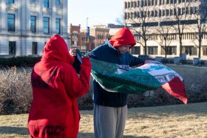 Protests against the second Trump administration appeared Wednesday, Jan. 29, 2025, in Allen County as concerned residents gathered to support the local immigrant community afraid of increased ICE activity.