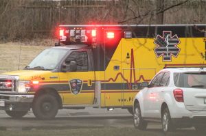 A Pike Township Fire Department ambulance responding to an emergency.