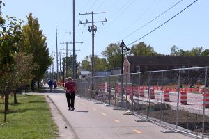 The B-Line Trail next to a closed Morton Street.