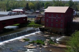 The Bridgeton Mill next to the covered bridge.