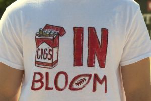 IU alum Tyler Cleary shows off his "cigs in bloom" shirt his girlfriend made