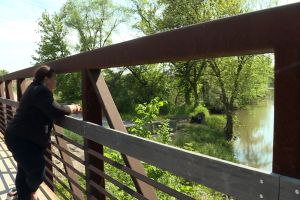 Kimmie Gordon of Gary Advocates for Responsible Development (GARD) overlooks the Little Calumet River at a peaceful spot in the city