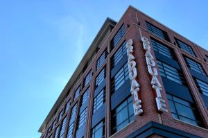 The sign on the outside of the Graduate Hotel in Bloomington.