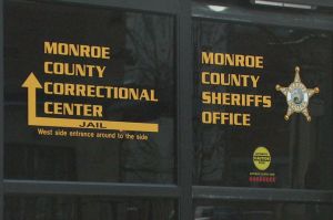 A shot of the door to the Monroe County Correctional Facility.