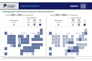 This NAEP infographic shows the change between fourth grade NAEP reading scores from 2022 to 2024.