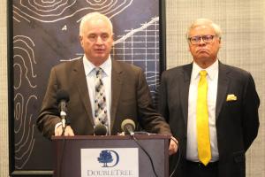 Senators Alting and Niemeyer discuss their bill creating a removal process for township trustees at a press conference in early January.