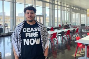Yaqoub Saadeh at the Indiana University Indianapolis campus on Wednesday, May 22, 2024. Saadeh just graduated a degree in psychology and says he is overwhelmed by watching daily updates on the war in Gaza.