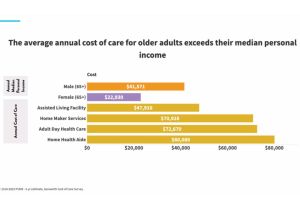 The average annual cost of care for older adults is higher than the median personal income for both older men and older women in central Indiana.