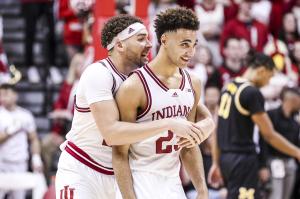 Indiana&amp;amp;apos;s Trayce Jackson-Davis reacts to a call during Saturday&amp;amp;apos;s game against Illinois.