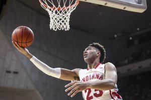 Indiana&amp;amp;apos;s Trayce Jackson-Davis slams home two of his game-high 28 points Saturday at Michigan.