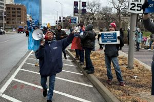 USPS protest at Monroe County courthouse