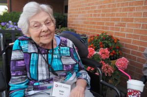 Vicki Stanford, 81, at the Still Waters Adult Day Center in Indianapolis on Aug. 20, 2024. Stanford’s daughters drive her from Anderson to Indianapolis ever since her managed care company stopped covering transportation services to Still Waters