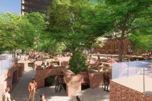 A rendering of the catacombs project on the West Plaza.