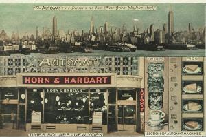 Vintage postcard of an automat in NYC