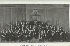 Black and white postcard of the members of the Symphony Society of Poughkeepsie, NY.