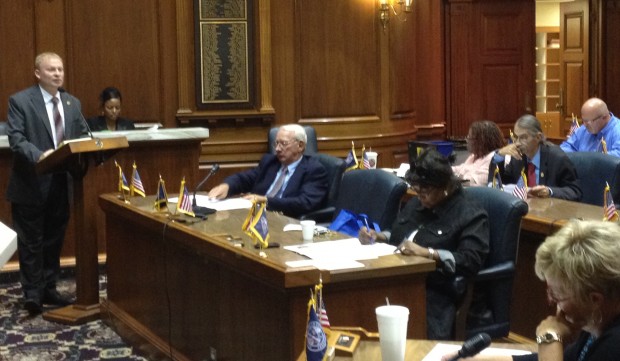 Sen. Randy Head (left, at podium) presents his legislation to members of the autism study committee Wednesday.