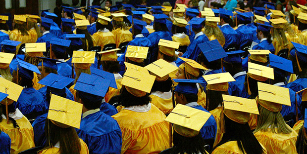 During the 2013–2014 school year, Indiana’s four-year high school graduation rate was 87.9 percent. One year later, during the 2014-15 school year, the graduation rate was down to 87.1 percent. (Chris Moncus/Wikimedia)