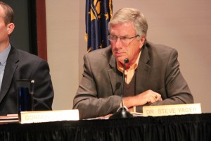 Board member Steve Yager proposed the resolution that requires a re-write of the new diploma requirements.