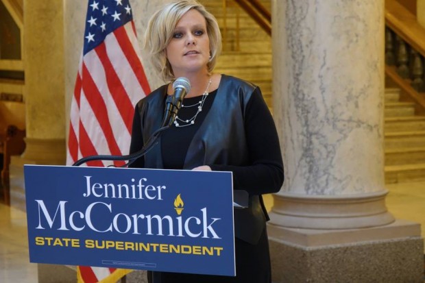 Yorktown superintendent Jennifer McCormick announced she will challenge state superintendent Glenda Ritz as the Republican nominee. (photo credit: Eric Weddle/WFYI News)