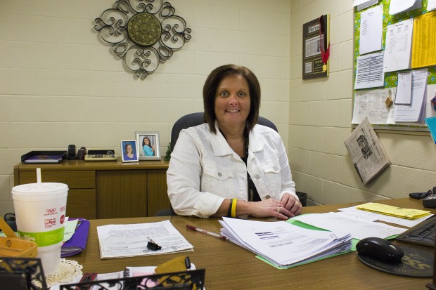 Argos superintendent Michele Riise also serves as elementary school principal. She took on the dual role in September to save the district money. (Peter Balonon-Rosen/Indiana Public Broadcasting)