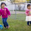 Ximena, 4, kicks a soccer ball the IN Region 4 Migrant Preschool Center. (Peter Balonon-Rosen/Indiana Public Broadcasting)