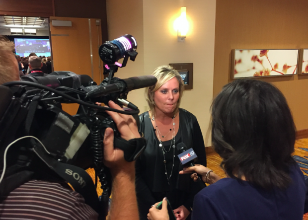 Jennifer McCormick speaks with the press on Nov. 8, 2016. (Eric Weddle/WFYI)