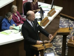 House Speaker Brian Bosma presents the bill to the full House that makes the state superintendent an appointed position.