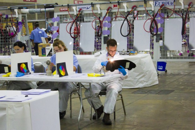 Students compete in an automobile tinting competition at the SkillsUSA national conference in Louisville, KY. (Peter Balonon-Rosen/Indiana Public Broadcasting)