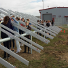 Students build racking for 950 solar panels at the Lake Prairie Elementary School array. (Credit: Tri-Creek School Corporation)