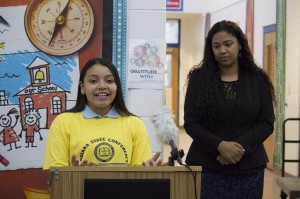 Naomi Caseras, an eighth grader at East Chicago Urban Enterprise Academy, was one of the students whose samples were tested. Hers came back negative. (Annie Ropeik/IPB News)