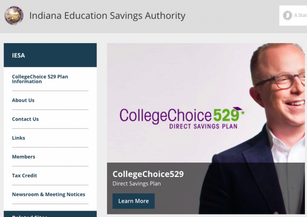 The website of the Indiana Education Savings Authority. (Credit: State of Indiana)